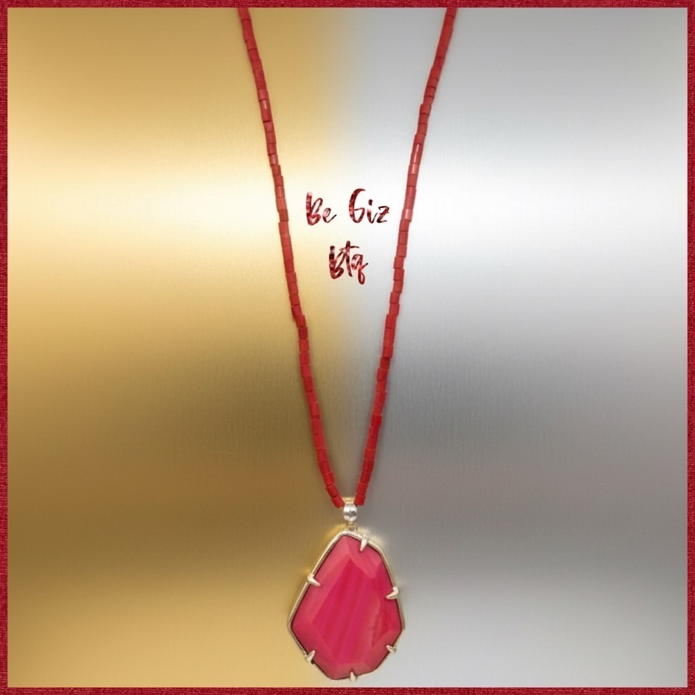 Authentic Kendra Scott Beatrix Necklace and Dunn Red Coral Earrings Set - Picture 8 of 11